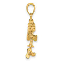 14K 3-D Moveable Boat Engine Charm