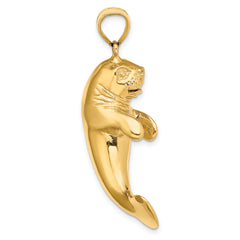 14K 3-D Polished Manatee Charm