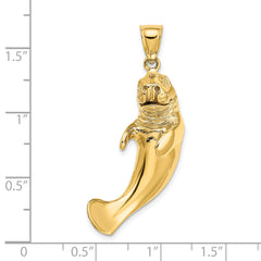 14K 3-D Polished Manatee Charm