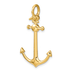 14K 3-D Small Anchor w/ Shackle Bail Charm