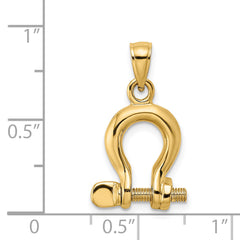14K 3-D Medium Shackle Link Screw Charm