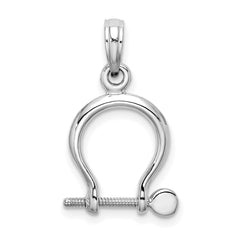 14K White Gold 3-D Small Shackle Link Screw Charm