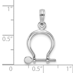 14K White Gold 3-D Small Shackle Link Screw Charm