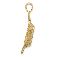 14K 3-D 2 Handles Rectangular Basket Charm
