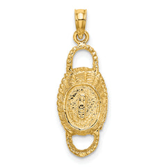 14K 3-D 2 Handles Oval Basket Charm