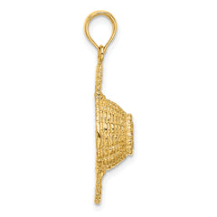 14K 3-D 2 Handles Round Basket Charm
