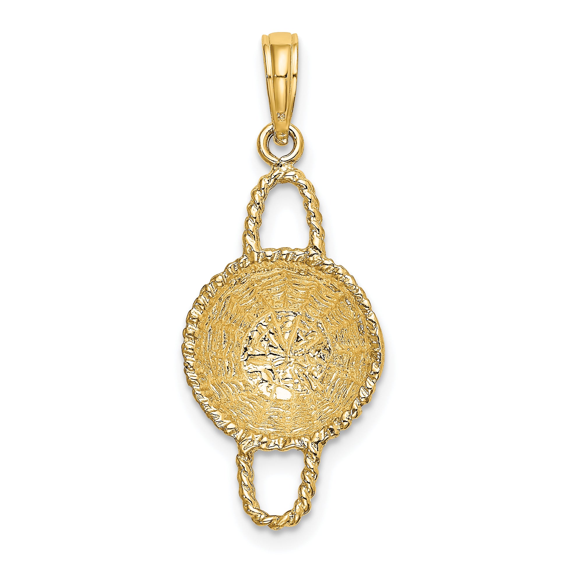 14K 3-D 2 Handles Round Basket Charm