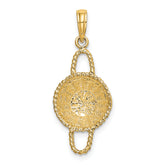 14K 3-D 2 Handles Round Basket Charm