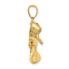 14K 2-D /Polished Swimming Manatee Charm
