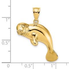 14K 2-D /Polished Swimming Manatee Charm