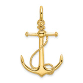 14K 3-D Anchor W/Long T Bar and Shackle Bail Charm