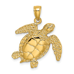 14K Swimming Sea Turtle Charm