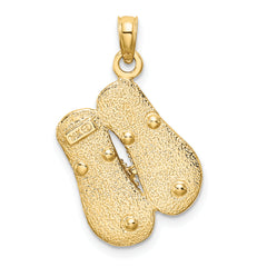 14K Large Textured Strap Double Flip-Flop Charm
