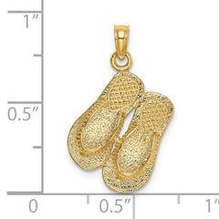 14K Large Textured Strap Double Flip-Flop Charm
