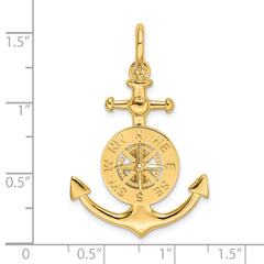 14K 3-D Small Anchor w/ Nautical Compass Charm