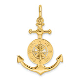 14K 3-D Small Anchor w/ Nautical Compass Charm