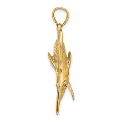 14K 3-D Polished /Satin Blue Marlin Charm