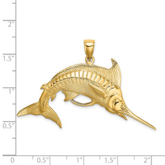 14K 3-D Polished /Satin Blue Marlin Charm
