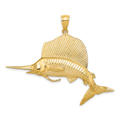 14K 3-D Polished/Satin Sailfish Charm