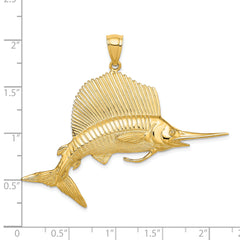 14K 3-D Polished/Satin Sailfish Charm