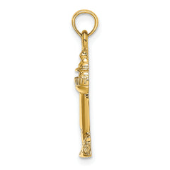 14K 2-D Polished and Textured Lighthouse Charm