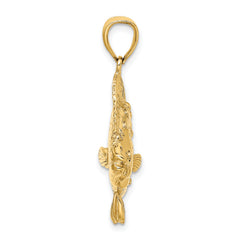 14K 3-D Flounder Fish Charm