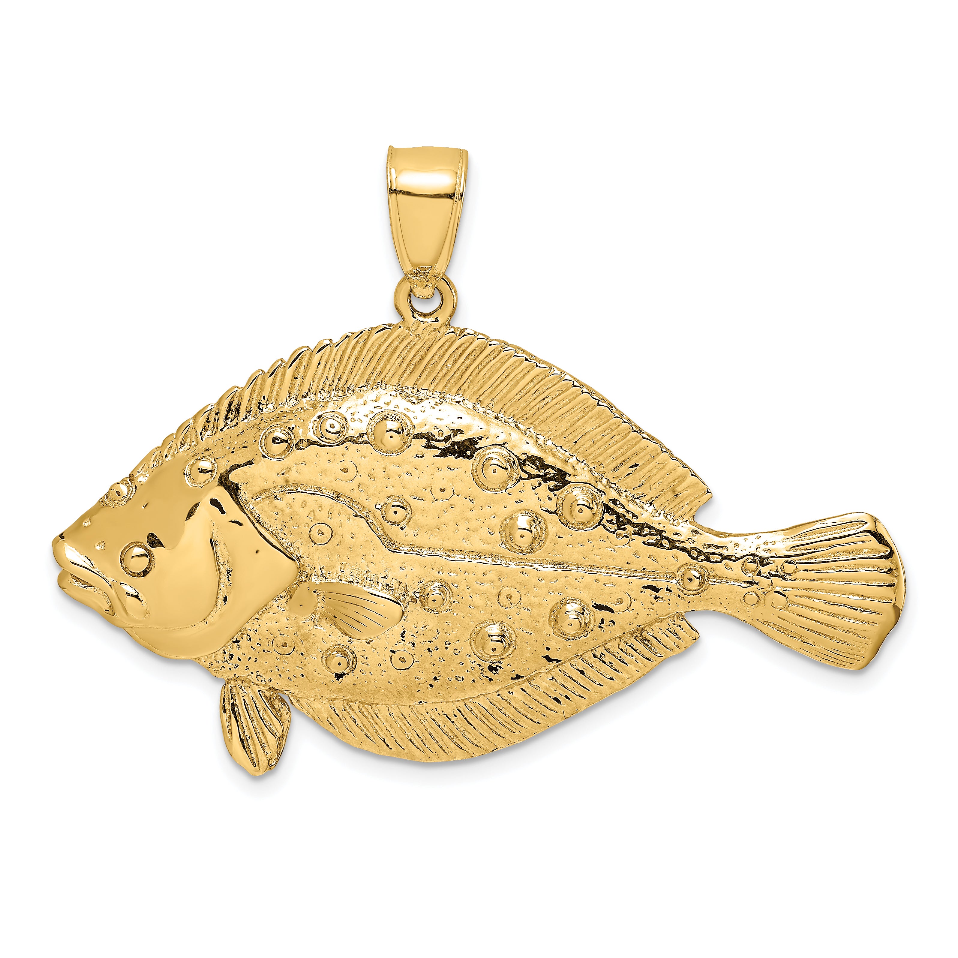14K 3-D Flounder Fish Charm