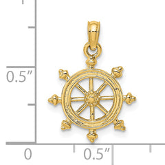 14K 2-D Engraved Ship Wheel Charm