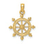 14K 2-D Engraved Ship Wheel Charm