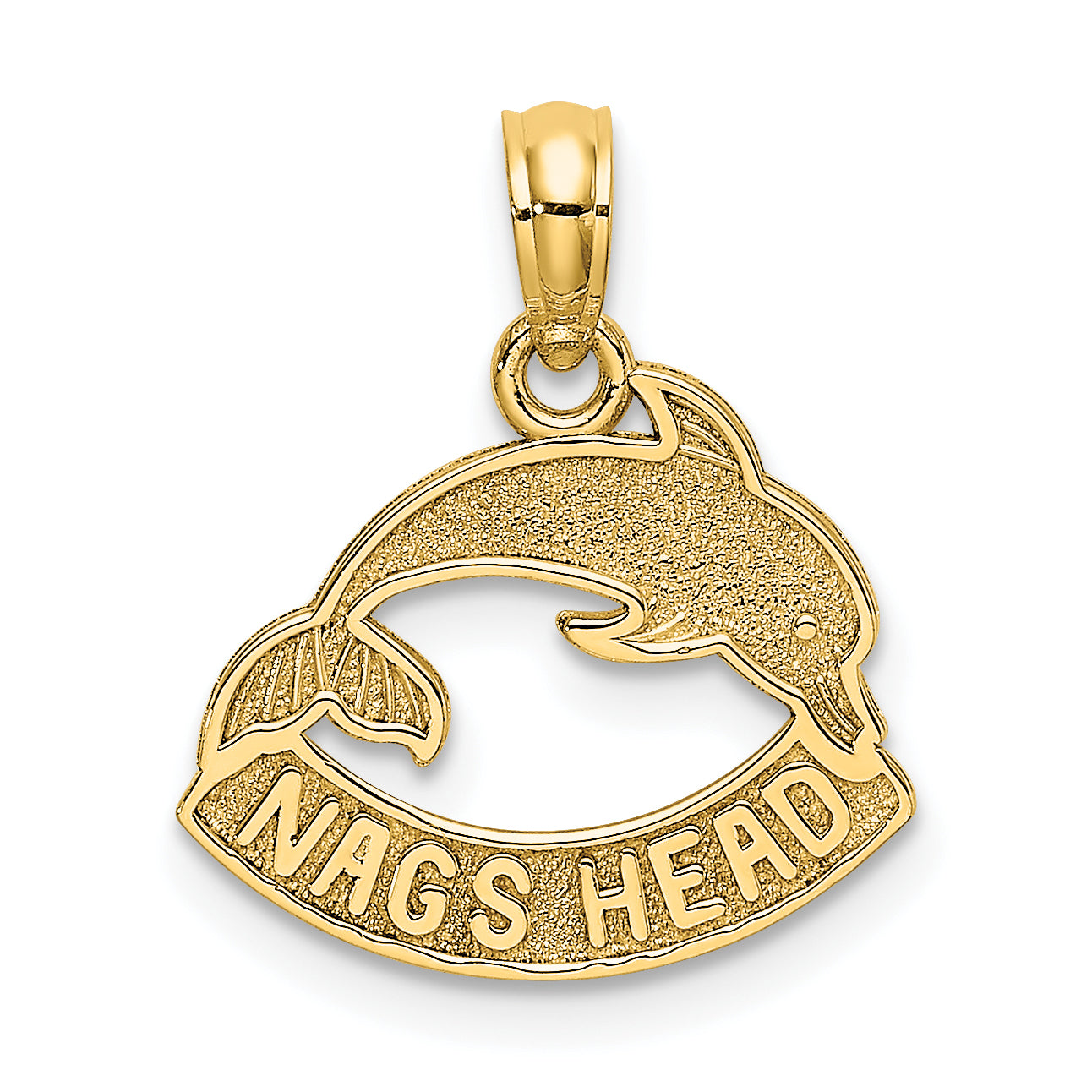 14K Textured NAGS HEAD w/ Dolphin Charm