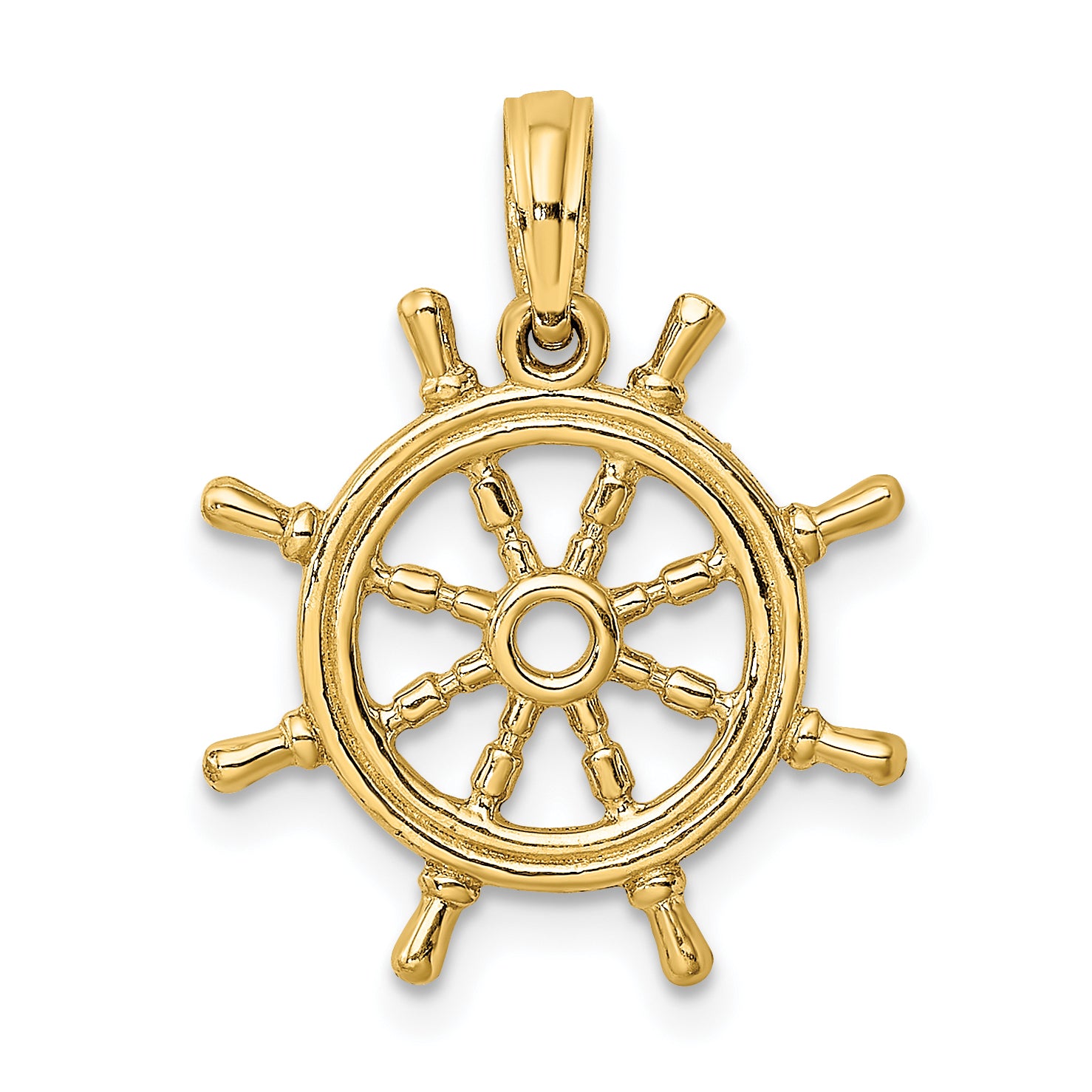 14K 3-D Ships Wheel Charm