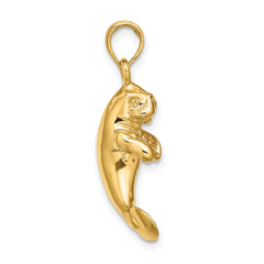 14K 3-D Polished Manatee Charm