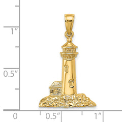 14K Polished Lighthouse Charm