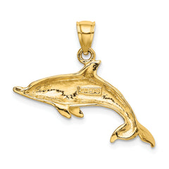 14K Polished Swimming Dolphin Charm