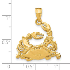 14K Polished Blue Crab Charm