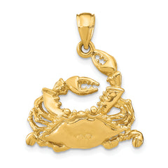14K Polished Blue Crab Charm