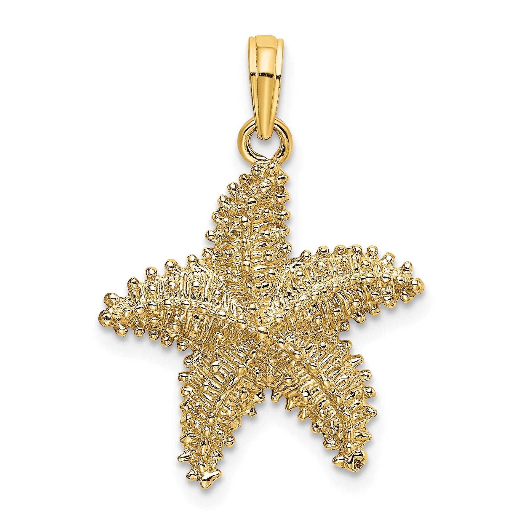 14K Beaded Textured Starfish Charm