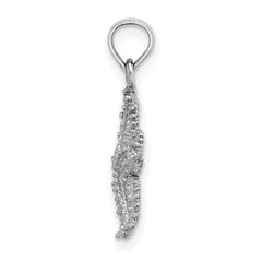14K White Gold Beaded Textured Starfish Charm
