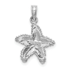 14K White Gold Beaded Textured Starfish Charm