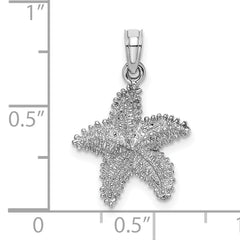 14K White Gold Beaded Textured Starfish Charm