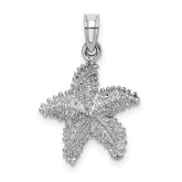 14K White Gold Beaded Textured Starfish Charm