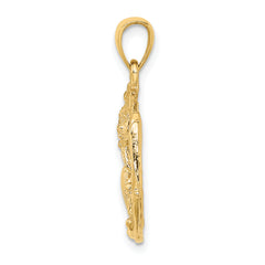 14K Shell Cluster In Circle Charm