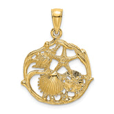 14K Shell Cluster In Circle Charm