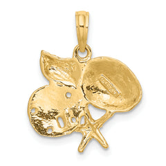 14K Polished Shell, Starfish and Sand Dollar Cluster Charm