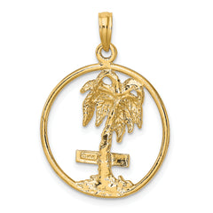 14K MARCO IS. Palm Tree Round Charm