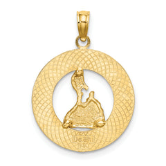 14K BLOCK ISLAND, RI Circle w/ Map Charm