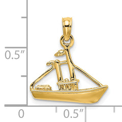 14K 3-D Cargo Ship W/ Tug Boat Charm