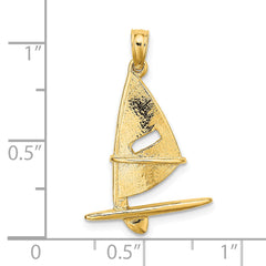 14K 3-D Textured Windsail Surfing Board Charm