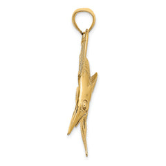 14K 2-D Polished / Satin Blue Marlin Charm