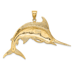 14K 2-D Polished / Satin Blue Marlin Charm